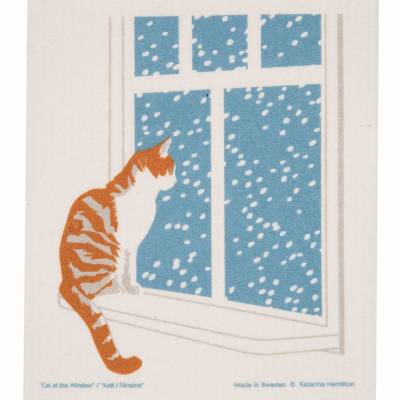 Cat in Window Swedish Dishcloth