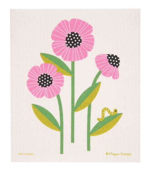 Swedish Dishcloth - Pink Flowers