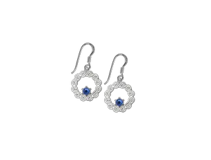 Crossing - Infinity Round Earrings with Blue Crystal, Silver