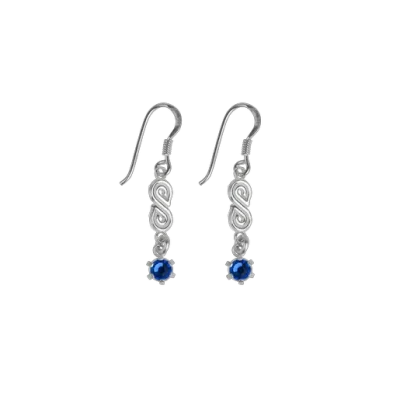 Crossing - Infinity Dangle Earrings with Blue Crystal, Silver