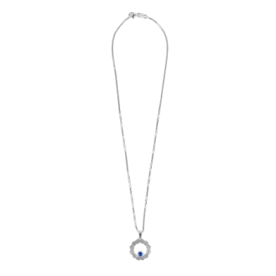Crossing - Infinity Necklace with Blue Crystal, Silver