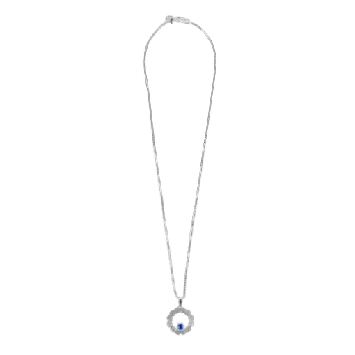 Crossing - Infinity Necklace with Blue Crystal, Silver