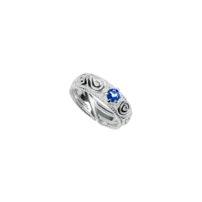 Crossing - Infinity Ring with Blue Crystal, Silver